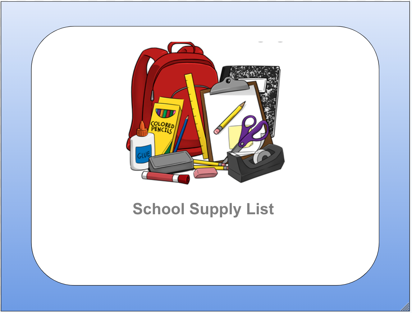 School Supply List